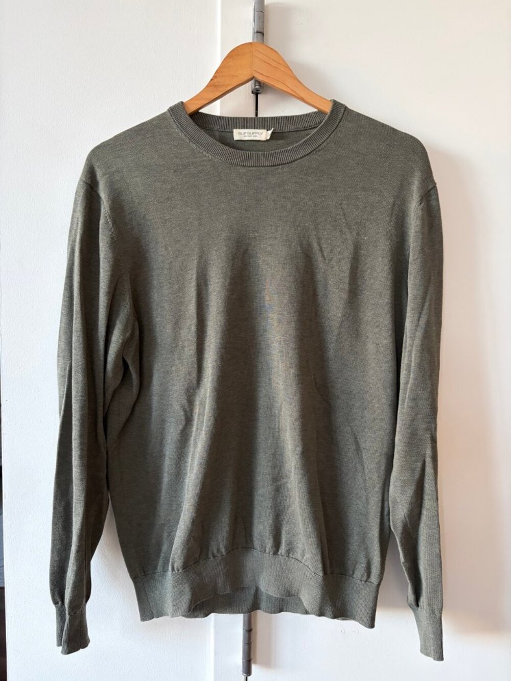 Suitsupply Cotton Silk Crewneck Sweater Olive Size L